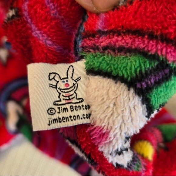 Women’s Red Y2K Happy Bunny Jim Benton Fluffy Pajama Lounge Pants Size Medium - Picture 7 of 9